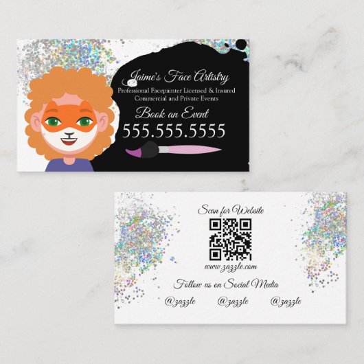 かわいい顔絵画ズフェイスペインターピエロ 名刺 (正面/裏面)