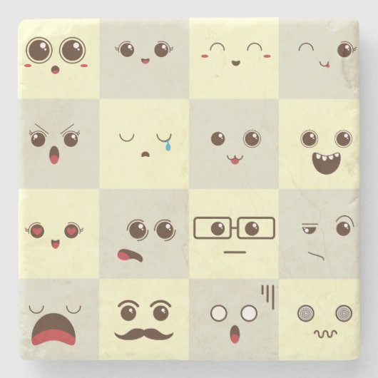 かわいい顔 ストーンコースター (正面)