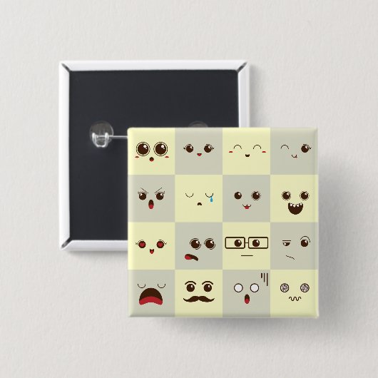 かわいい顔 缶バッジ (正面&裏面)