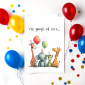 かわいい風変わりな漫画の動物たちと一緒にお誕生日をお祝いしようカード