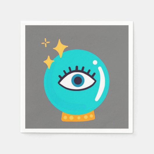 かわいい風変わりサードアイクリスタルボール スタンダードカクテルナプキン (正面)