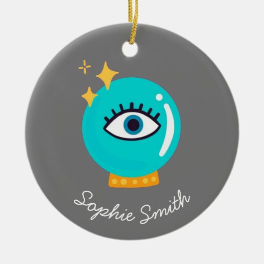 かわいい風変わりサードアイクリスタルボール セラミックオーナメント (正面)