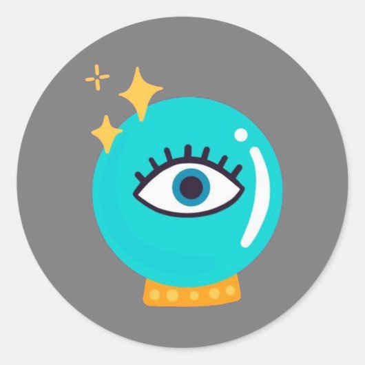 かわいい風変わりサードアイクリスタルボール ラウンドシール (正面)