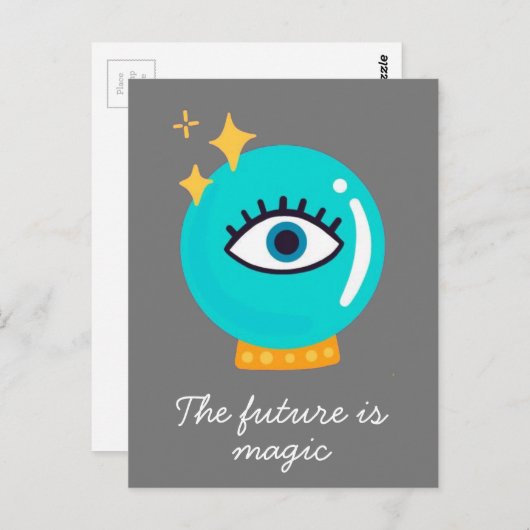 かわいい風変わり魔法の水晶玉 ポストカード (正面/裏面)