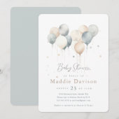 かわいい風船のベビーシャワー招待状 招待状 (正面/裏面)