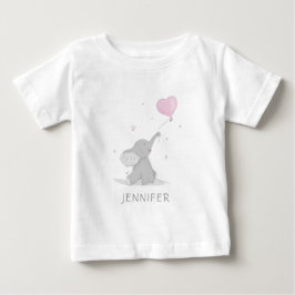 かわいい風船の名前のゾウ ベビーTシャツ