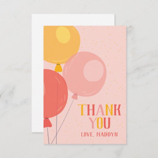 かわいい風船の感謝カード サンキューカード (正面/裏面)