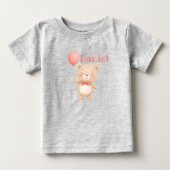 かわいい風船の蝶ネクタイ動物子供用ネーム入りTシャツ ベビーTシャツ (正面)
