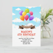 かわいい風船の誕生日パーティー招待状 招待状 (スタンド正面)