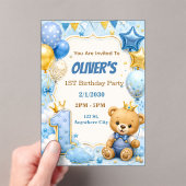 かわいい風船の１歳の誕生日パーティーの招待状 アクリル招待状 (インサイチュ (ポータブル))
