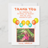 かわいい風船 子供 写真 誕生日 サンキューカード (正面)