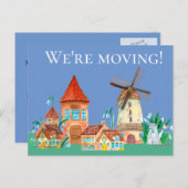 かわいい風車コテージホーム住所の変更 案内ポストカード (正面/裏面)