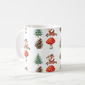 かわいい飛び跳ねる赤ちゃんトナカイ クリスマスパターン コーヒーマグカップ (正面左)
