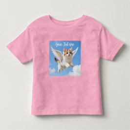 かわいい飛ぶ子猫 三毛猫 ブルー空 トドラーTシャツ