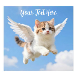 かわいい飛ぶ子猫 三毛猫 ブルー空 フォトプリント