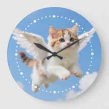 かわいい飛ぶ子猫 三毛猫 ブルー空