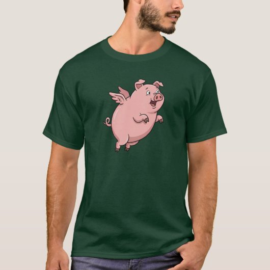 かわいい飛ぶ豚のキャラクター Tシャツ (正面)