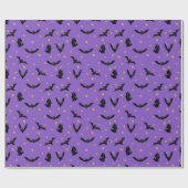 かわいい飛んでいるこうもりと星パターンハロウィン ラッピングペーパー (フラット)