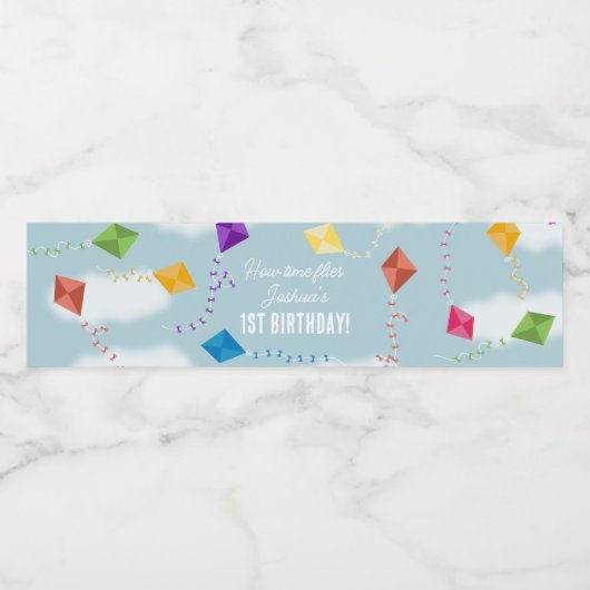 かわいい飛んでいるキートキッズタイムフライ誕生日 ペットボトルラベル (シングルラベル)