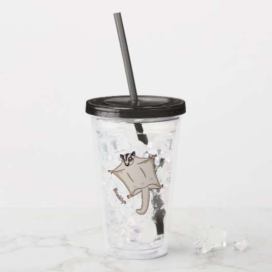 かわいい飛んでいるグライダー漫画イラストレーション アクリルタンブラー (アイス正面)