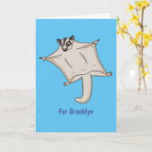 かわいい飛んでいるグライダー漫画イラストレーション カード (黄色い花)