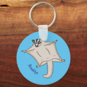 かわいい飛んでいるグライダー漫画イラストレーション キーホルダー (正面)