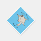 かわいい飛んでいるグライダー漫画イラストレーション スタンダードカクテルナプキン (角)