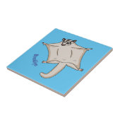 かわいい飛んでいるグライダー漫画イラストレーション タイル (側面)