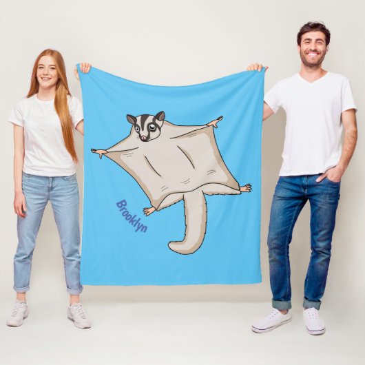 かわいい飛んでいるグライダー漫画イラストレーション フリースブランケット (インサイチュ)