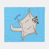 かわいい飛んでいるグライダー漫画イラストレーション フリースブランケット (正面(横))