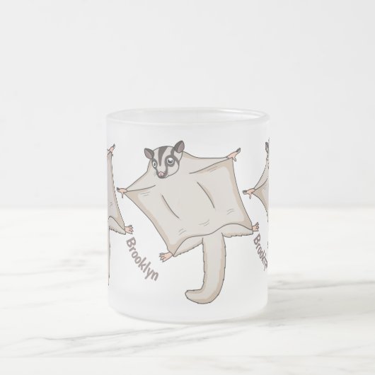 かわいい飛んでいるグライダー漫画イラストレーション フロストグラスマグカップ (中央)