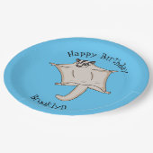 かわいい飛んでいるグライダー漫画イラストレーション ペーパープレート (アングル)