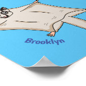 かわいい飛んでいるグライダー漫画イラストレーション ポスター (角)