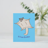 かわいい飛んでいるグライダー漫画イラストレーション ポストカード (スタンド正面)