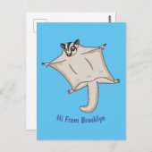 かわいい飛んでいるグライダー漫画イラストレーション ポストカード (正面/裏面)