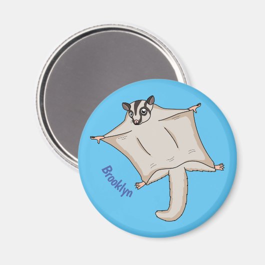 かわいい飛んでいるグライダー漫画イラストレーション マグネット (正面/裏面)