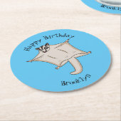 かわいい飛んでいるグライダー漫画イラストレーション ラウンドペーパーコースター (アングル)