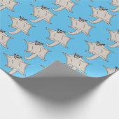 かわいい飛んでいるグライダー漫画イラストレーション ラッピングペーパー (角)