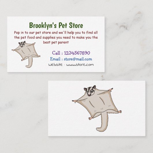 かわいい飛んでいるグライダー漫画イラストレーション 名刺 (正面/裏面)