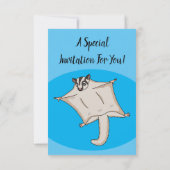 かわいい飛んでいるグライダー漫画イラストレーション 招待状 (裏面)