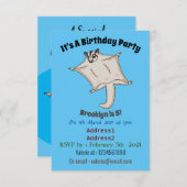 かわいい飛んでいるグライダー漫画イラストレーション 招待状 (正面/裏面)