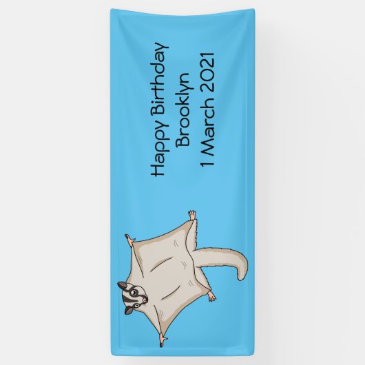 かわいい飛んでいるグライダー漫画イラストレーション 横断幕 (縦)