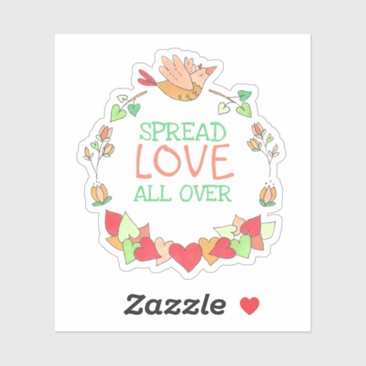 かわいい飛んでいるステッキにハッピーバード、愛を伝えたい シール (シート)