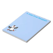 かわいい飛んでいるハッピーパフィン青い漫画イラストレーション ノートパッド (回転)