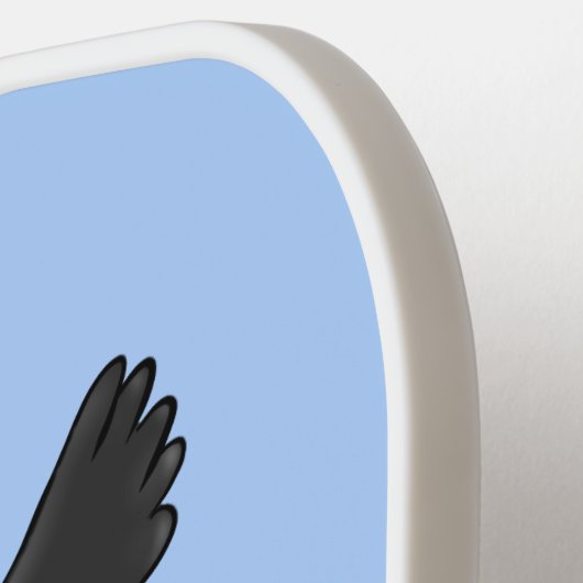 かわいい飛んでいるハッピーパフィン青い漫画イラストレーション ピックルボールラケット (左詳細)