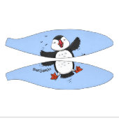 かわいい飛んでいるハッピーパフィン青い漫画イラストレーション ミニバスケットボール (パネル)