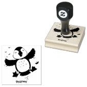 かわいい飛んでいるハッピーパフィン青い漫画イラストレーション ラバースタンプ (押印)