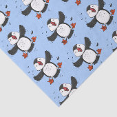 かわいい飛んでいるハッピーパフィン青い漫画イラストレーション 薄葉紙 (詳細)