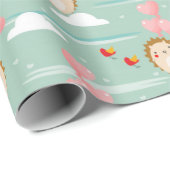 かわいい飛んでいるハリネズミのラブパターン ラッピングペーパー (ロールコーナー)