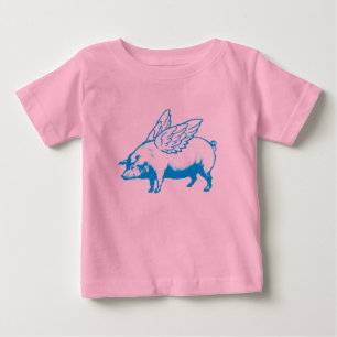 かわいい飛んでいるブタの翼 ベビーTシャツ